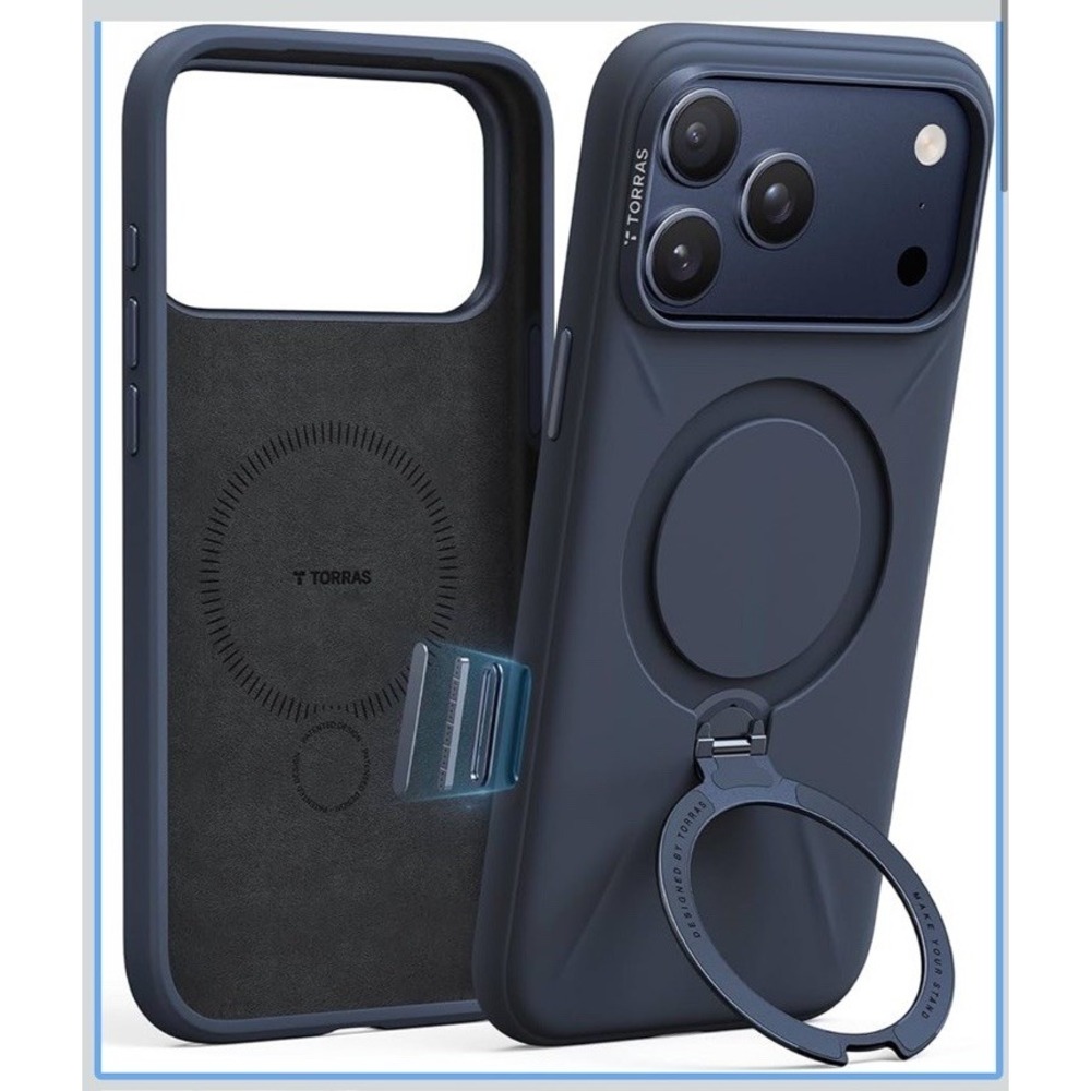 TORRAS Ostand Q3 Silicone for iPhone 17 Pro Max Case, Fit for MagSafe, Deep Blue